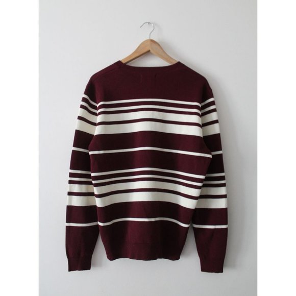 Adidem Asterisks High Twist French Knit Sweaters Burgundy Cream Size Small - Picture 3 of 8